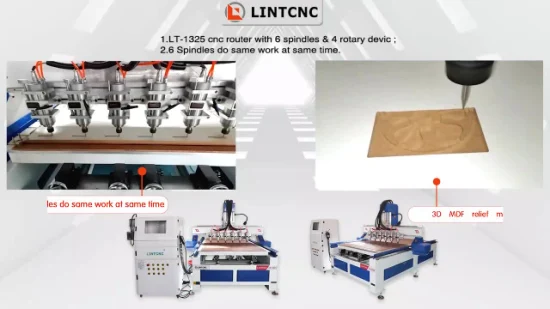 Prezzo economico Fornitura di fabbrica con mandrino elevato 1325 Router di CNC Macchina per legno Macchina per incisione 3D per la lavorazione del legno Router di CNC a 4 assi 2030 1325 per taglio Fresatura per incisione